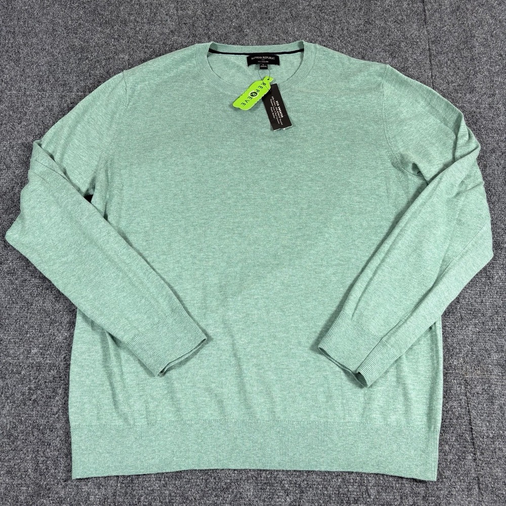 Banana Republic Sweater Mens L Mint Green Eco Repreve Recycled Crewneck Pullover